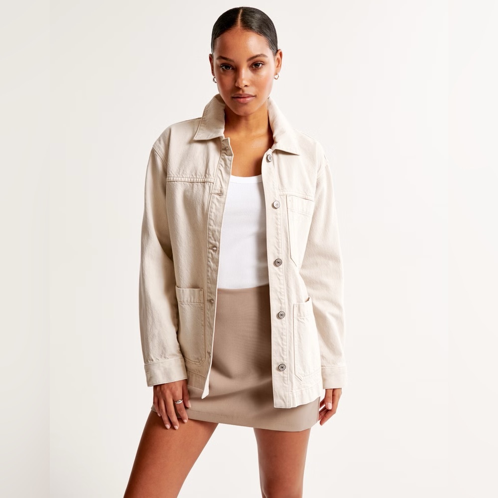 Abercrombie & Fitch Drapey Denim Shirt Jacket